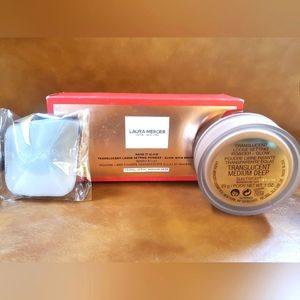 Laura Mercier Make it Glow Translucent Loose Setting Powder w brush Medium Deep